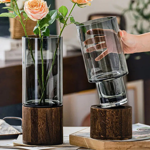 Wood Modern European Simple Hydroponic Transparent Vases
